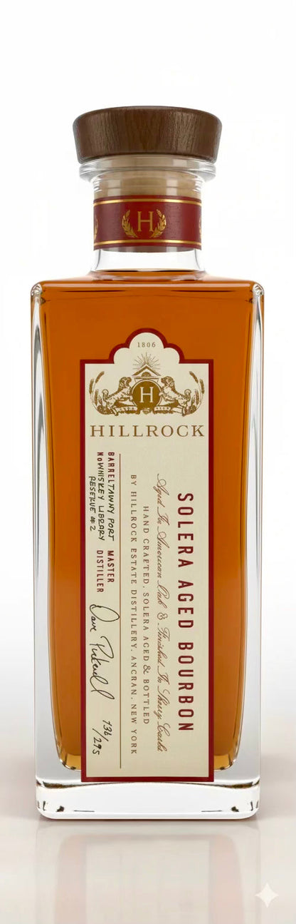 Hillrock Solera Aged Triple Cask Bourbon Oloroso Sherry and Tawny Port Finish Cask Strength 115.9 Proof Whiskey Library Barrel Pick 750ml