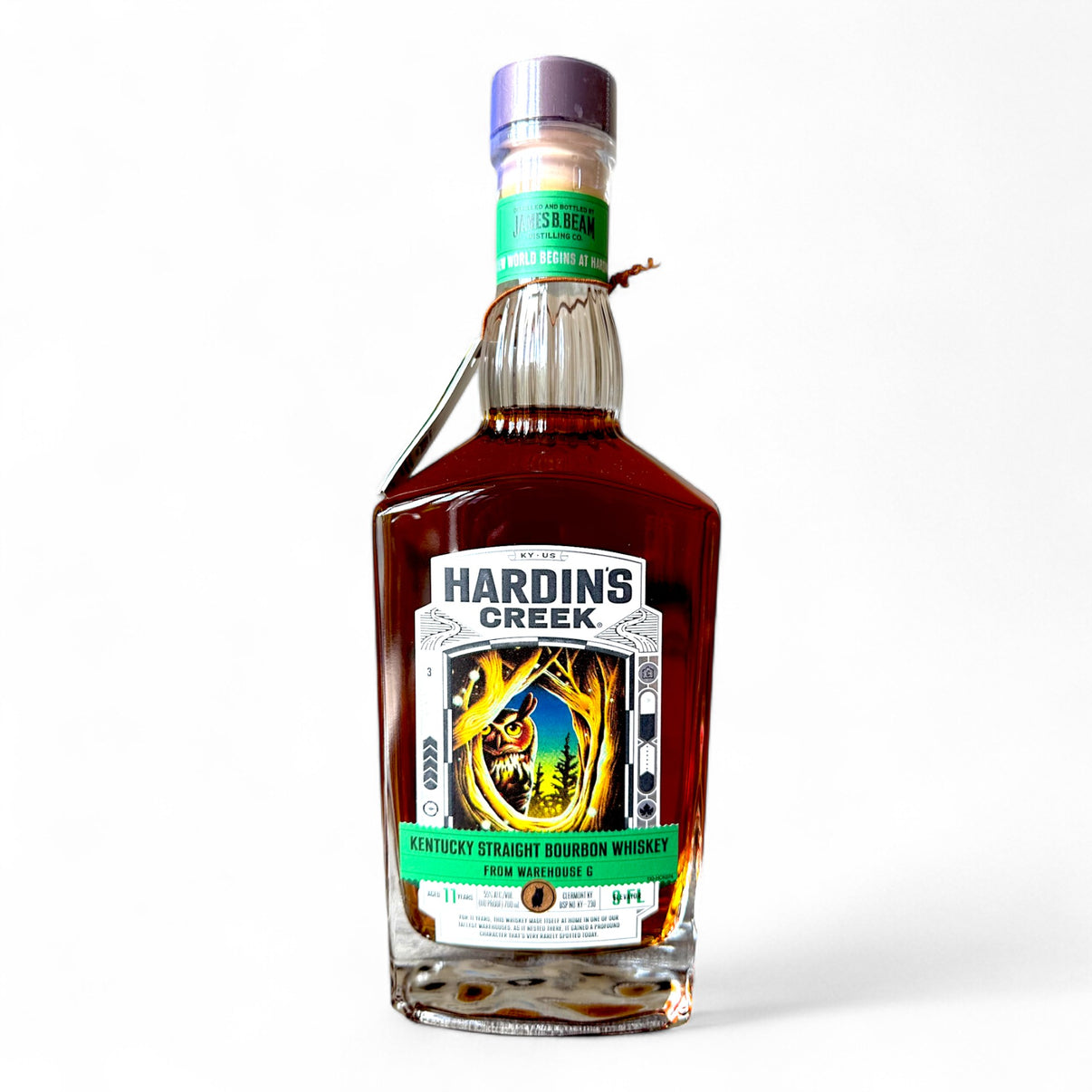 Bottle of Hardins Creek Kentucky Straight Bourbon Whiskey on a white background