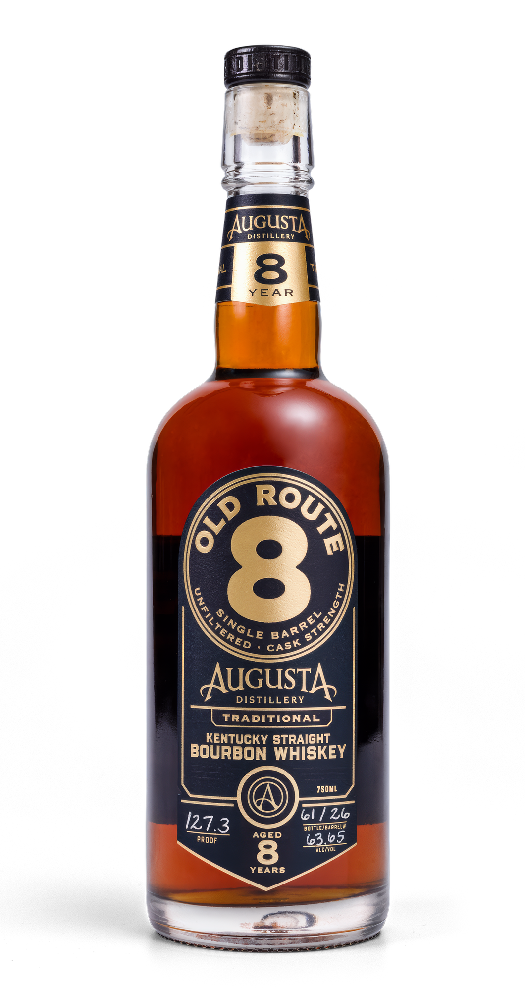 Augusta Old Route 8 Single Barrel Bourbon Whiskey 750ml.