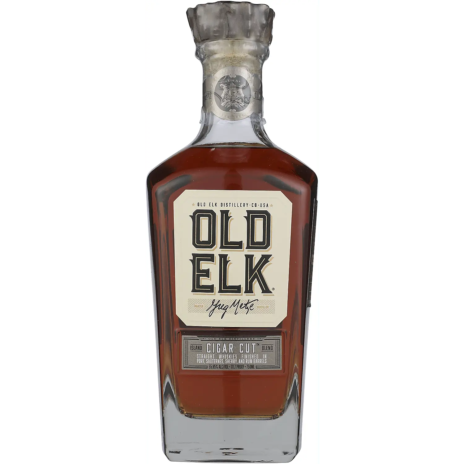 Old Elk Blended American Whiskey Cigar Cut Island Blend 111.7 750ml.