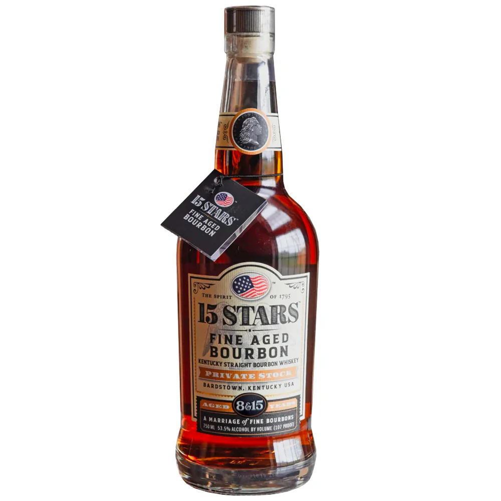 15 Stars Private Stock 8 & 15 Years Aged Fine Aged Bourbon Kentucky Straight Bourbon Whiskey 750ml