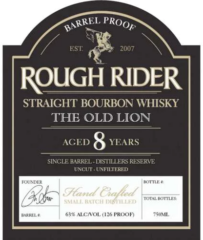 Rough Rider The Old Lion 8 Year Old Straight Bourbon Whiskey 750ml