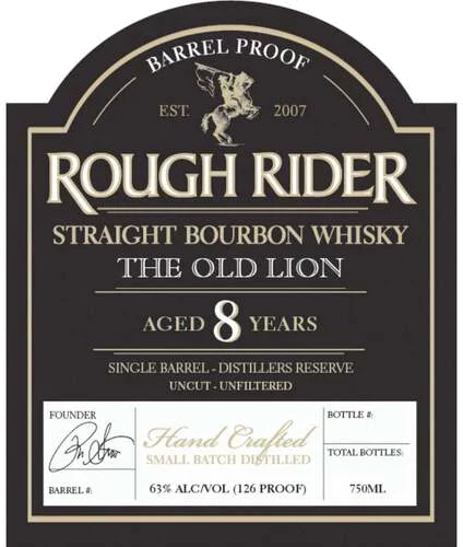 Rough Rider The Old Lion 8 Year Old Straight Bourbon Whiskey 750ml